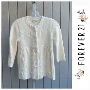 F21 | Big-Button Snap Popcorn Wool-Blend Cardigan like new Ladies XS/Small Cream